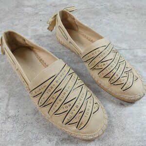 Tory Burch Espadrille Women's 9 Tan Logo Ribbon Canvas Style 81319 Flat Costal
